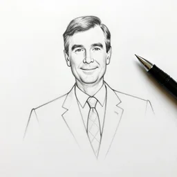 continuous single line contour - drawing of mr. fred rodgers, pen on white paper