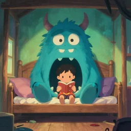there is a monster under this kid's bed