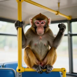 monkey in bus, photorealism