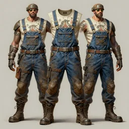 digital _ painting _ of _ painted tank top, overalls and combat boots _ by _ filipe _ pagliuso _ and _ justin _ gerard _ symmetric _ fantasy _ highly _ detailed _ realistic _ intricate _ port