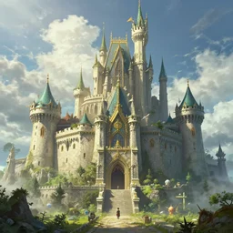 A highly detailed 4K fantasy matte painting of hyrule castle ocarina of time, zdzislaw beksinski, ArtStation, CGSociety, Unreal Engine