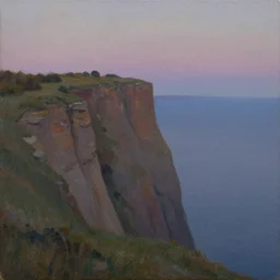 cliff side at dusk, oil on canvas