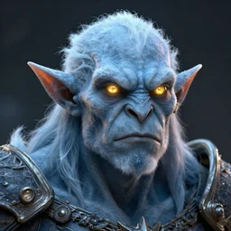 a digital art portrait of frost ogre with golden eyes character design from dark souls, head and torso only, 4 k, ultra detail, volumetric lighting, unreal engine, octane render