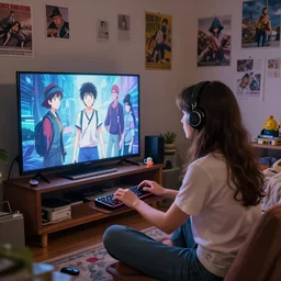 a woman playing video games on the tv in her messy bedroom environment, life is strange | | fine detail!! anime!! realistic shaded lighting!! by ilya kuvshinov katsuhiro otomo ghost - in - the - shell, magali villeneuve, artgerm, jeremy lipkin and michael garmash and rob rey