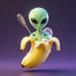 alien banana split, stylized, fantasy, sparkling, octane render, sylvain sarrailh