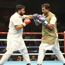 Imran Khan beating up Nawaz sharif in a boxing match