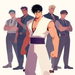 dynamic asymmetrical medium shot cell - shaded vector portrait tekken jin kazama, gloomhaven, pastel colours, octane render, unreal engine, matte painting concept art, fanart artstation by jesper ejsing and rhads and lois van baarle and ilya kuvshinov and rossdraws