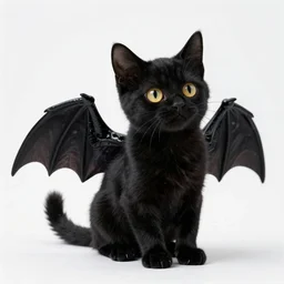 an crossbreed between a dragon and a cat, black fur, black wings, fantastic animal, magical, very cute, adorable, charming, amazing details, bright colors, ultra high definition, photo, professional,