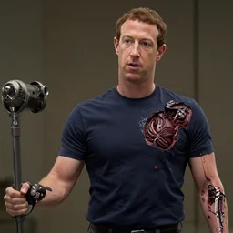 mark zuckerberg plays termiantor, scene where his endoskelet gets exposet,