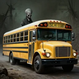 an evil and grotesque school bus. h. r. giger, h. p lovecraft, surrealism
