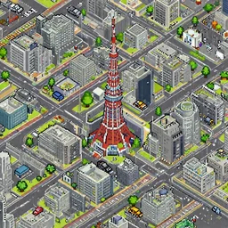 tokyo city in sim city style, isometric perspective, highly detailed, pixelart, retro