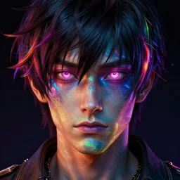 photorealistic psycho anime face in the style of michael whelan and gustave dore. hyperdetailed photorealism, 1 0 8 megapixels, amazing depth, high resolution, 3 d shading, 3 d finalrender, 3 d cinematic lighting, glowing rich colors, psychedelic overtones, artstation concept art.
