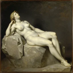 extreme emphasis on 3 dimensional form, woman lying on stone. by herbert james draper, sir lawrence alma - tadema, john william godward. oil painting on wood. 1 9 0 0