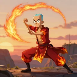 squidward wearing fire nation clothing and practicing firebendingoutside at susnset, digital art, highly detailed, intricate, 8 k, sharp focus, photorealistic
