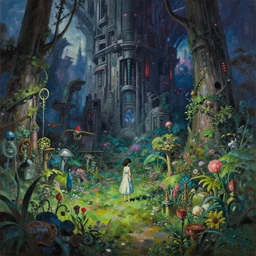 baroque oil painting of anime key visual environment concept art of a garden of eden in a cyberpunk world, brutalist, dark fantasy, apocalyptic, rule of thirds, digital cel shading, fake hidden detail, trending on pixiv fanbox, acrylic palette knife and brush, style of makoto shinkai studio ghibli jamie wyeth james gilleard greg rutkowski