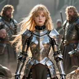 detailed ultrarealistic photography front medium shot of paladin girl, fantasy, anime, postapocalyptic, cyberpunk cyborg, leyendecker, norman rockwell, greg rutkowski, artstation cinematic, vray game of thrones, lord of the rings, starwars