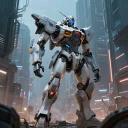 futuristic mecha in a cyberpunk city, futuristic, futuristic technology, trending on Artstation, 4K