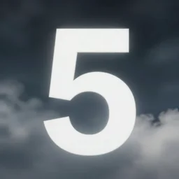 just the number 5, nothing else. len blur background bokeh. art by ismail inceoglu and filip hodas. clouds by rhads.