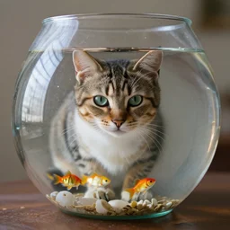 cat in a fish bowl