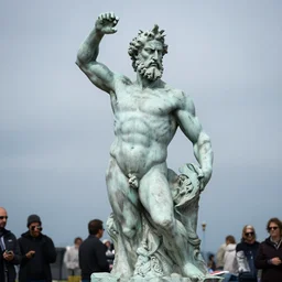 statue of Poseidon very annoyed of other people, Sigma 85mm f/1.4
