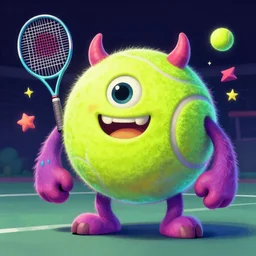 a tennis ball monsters, colorful, digital art, fantasy, magic, chalk, trending on artstation, ultra detailed, professional illustration by basil gogos