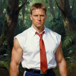 ultra realistic forest gump as ryu from street fighter, painting by frank frazetta, 4 k, ultra realistic, highly detailed,
