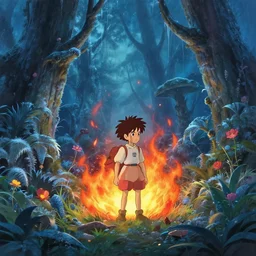 this frozen jungle is on fire, studio ghibli, pixar and disney animation, sharp, rendered in unreal engine 5, anime key art by greg rutkowski, bloom, dramatic lighting