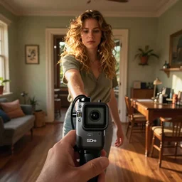gopro pov of a woman walking in her house
