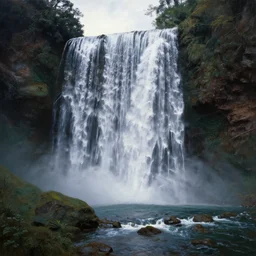 a stunning painting of most beautiful waterfall you have ever seen, by thomas kinkade and john aktinson grimshaw, matte painting, moody palette