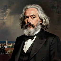 photo of karl marx in the style of basquiat