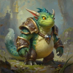 An oil painting of a Murloc from World of Warcraft