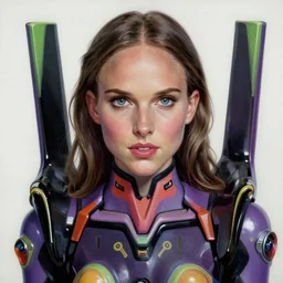 hyper realistic painting of natalie portman in an eva plugsuit. hyper detailed face. anime concept art. 4 k. art by greg rutkowski trending on artstation. extremely detailed.