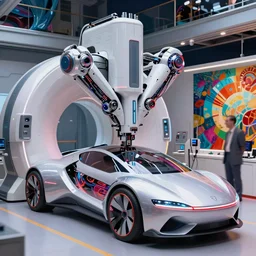 futuristic robotic cybernetic symbiosis thick bifurcated robotic cnc surgical hybrid mri 3 d printer machine experimental concept car outside, photo still from the movie interstellar, sci - fi, highly detailed, vibrant colors, photo realistic, cinematic, artstation, concept art, unreal render,, art by greg rutkowski and artgerm and alphonse mucha,