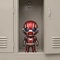 A tiny Antman standing in a school locker, film still from 'Ant-Man and the Wasp' (2018)