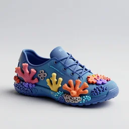 a 3 d product render of a shoe inspired by coral reef. the render is done in keyshot, trending on behance made by an industrial designer on behance, low detail, high quality, keyshot, octane, product render