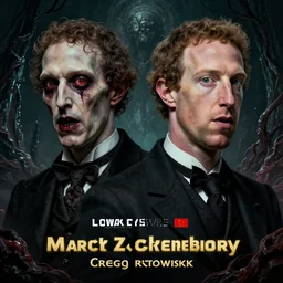 stunning portrait of grotesque and horrifying mark zuckerberg twins, victorian era, lovecraftian horror, cosmic horror!! cinematic lighting, horror fiction, digital art, winning award masterpiece, fantastically beautiful, aesthetically inspired by wayne barlowe and gerald brom, trending on artstation, art by greg rutkowski and h r giger, octane render, 8 k,
