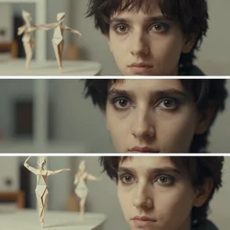 beautiful three point perspective film still of funky pop origami character study scene in merce cunningham, extreme closeup portrait in style of frontiers in miniature porcelain photography fashion architectural art studio seinen manga edition, holly herndon origami statues, pointe poses, tilt shift background, soft lighting, kodak portra 4 0 0, 8 k, macro, cinematic style by emmanuel lubezki