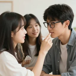 girls feeling attracted by a guy with glasses, hd, high detailed