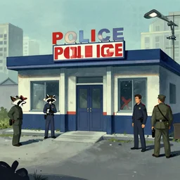 police station after the outbreak in raccoon city by brian froud, rossdraws, tom bagshaw and jeremy lipkin