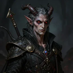 a detailed portrait of a tiefling, pathfinder portrait, dndart, deviantart fantasy portrait, 4 k, hires, grimdark, demonic, dark fantasy, beautifully detailed, art by greg rutkowski and alphonse mucha