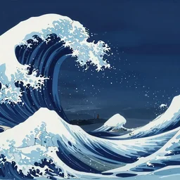 highly detailed illustration of high exposure ocean waves at night by makoto shinkai, by oliver vernon, by joseph moncada, by damon soule, by manabu ikeda, by kyle hotz, by dan mumford, by otomo, 4 k resolution