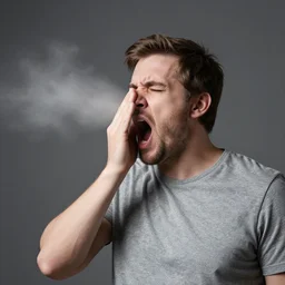 a man trying to make loud noises to hide the fact that he is farting