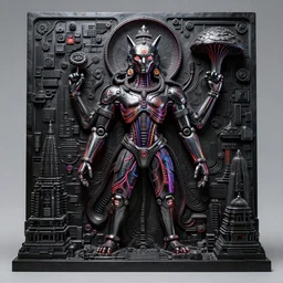 epic dark studio tron sculpture shooting at Khajuraho, black, octane, rimlight, by david lachapelle, godes sculpture, made from electric condensators Shiva, veins, vibrant, xray,  flat shaped chrome relief, fossil, MINIATURE CITY, mechanic bionic fungus flower cyberpunk cat mechabot, maze, tubes, joints, buttons, gears, relief by Goga Tandashvili, by Wayne Barlowe, cinematic, artstation, cgsociety