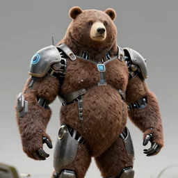 babuschka the bear on steroids and with cybernetic implants, realistic, concept art, trending on artstation, 4 k, natural lightning, sharp lines