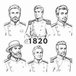 clean outlines of a portrait of a spanish general from 1 8 2 0, line art, wlop, herge, white background