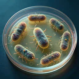 bacteria in a giant petri dish, cinematic lighting, establishing shot