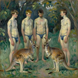 the bathers with kangaroo. a oil painting by paul cezanne