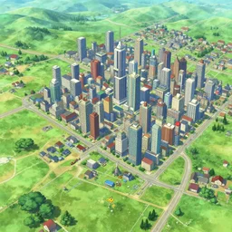 cities skylines stylized region, ghibli kiki's delivery service, pokemon sword and sheild cinematic overworld, vista, english countryside