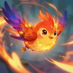 anime painting frantic cute fiery bird zipping around, wanting to explore and investigate everything. it\'s curiosity is unbounded and insatiable, digital art, trending on artstation, stylized, colorful feathers, anime art by Kuvshinov Ilya, lariennechan, Aokamei