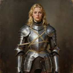 a painting of a blonde female wearing knight's armor tied up, full view, popular on artstation, artstationhd, artstationhq 8 k, volumetric lighting, trending on artstation, artstationhd, artstationhq, ultra detailed, detailed face, by artgerm and james gurney, greg rutkowski